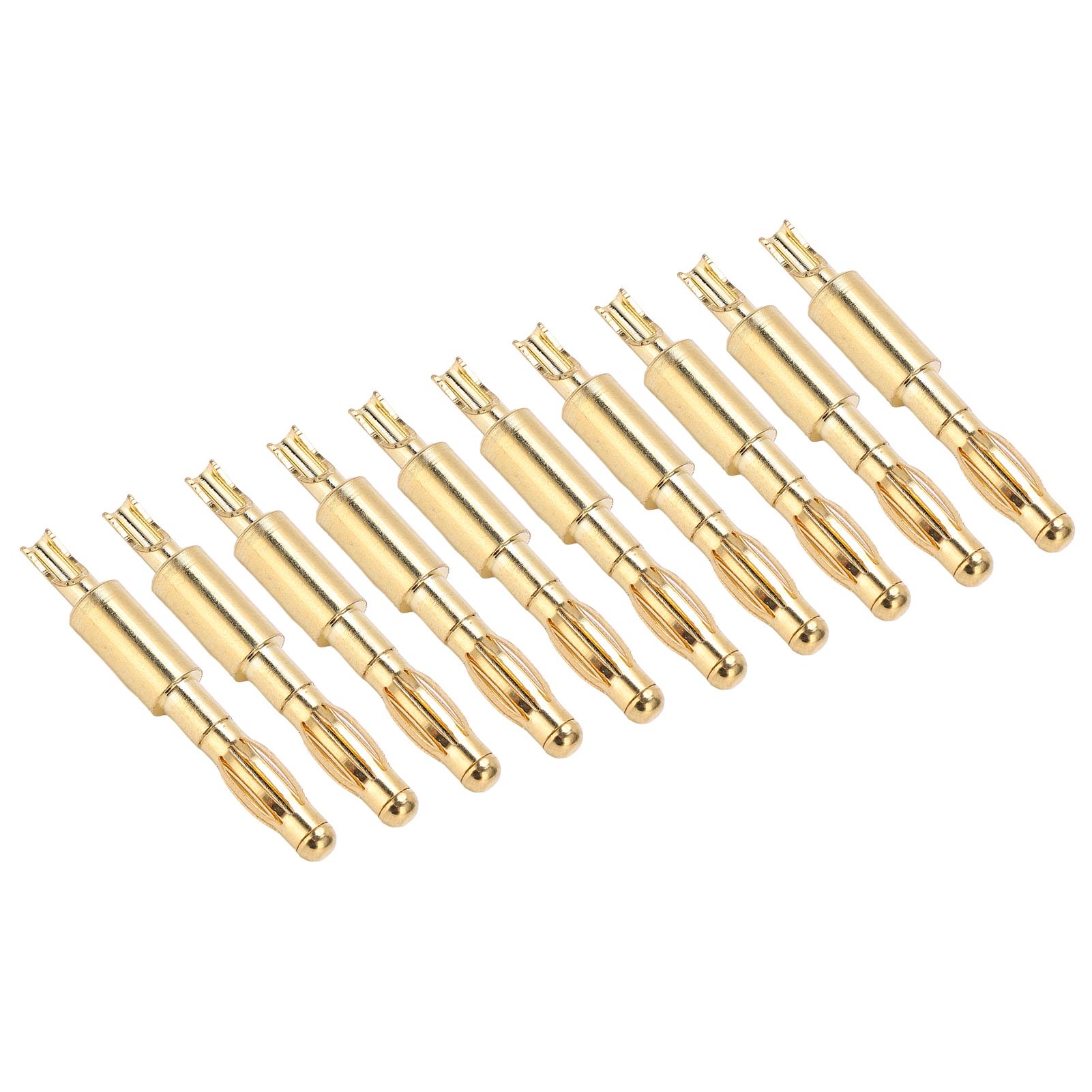 

10pcs 4mm Banana Plug Male Connector Gold Plated Solder Type Adapter for DIY Electrical Testing