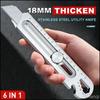 Knife stationery construction, multifunctional 6 in 1 Stainless steel Material, blade 18 mm