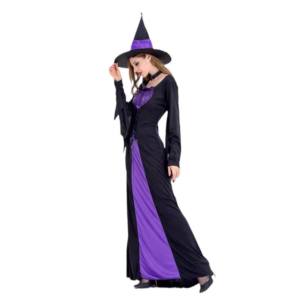 Cosplay Halloween, witch costume European and American cosplay purple witch dress cosplay holiday party costume