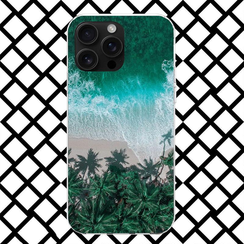 Summer Beach Sunset Sea Palm Tree Phone Case for iPhone 17 Air 16 16E 15 14 Plus 13 Mini 12 11 Pro Max 7 8 + SE 2020 Soft Cover
