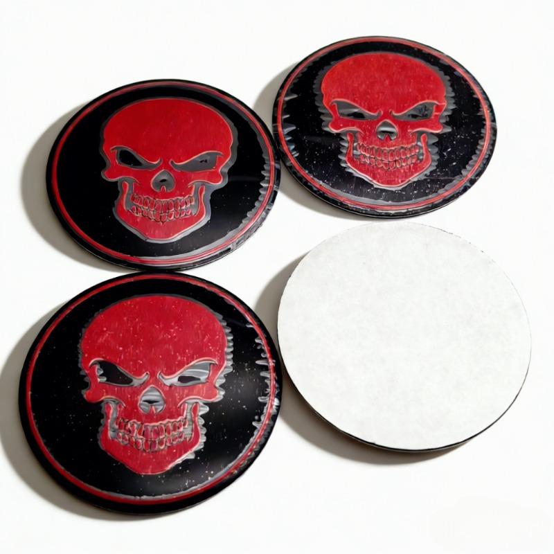 4 stuks 45MM 56MM Schedel Logo Embleem Auto Stickers Accessoires voor Auto Wielnaafdopjes Naafdop Velg Wielnaafdopjes Stofkap Badge Vervangen