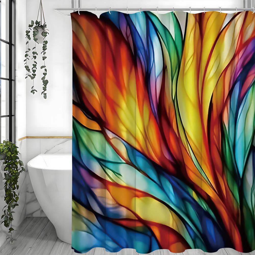 Colorful Modernist Abstract Shower Curtain, Bathroom Decorative Shower Curtain, Waterproof Shower Curtain with Hooks