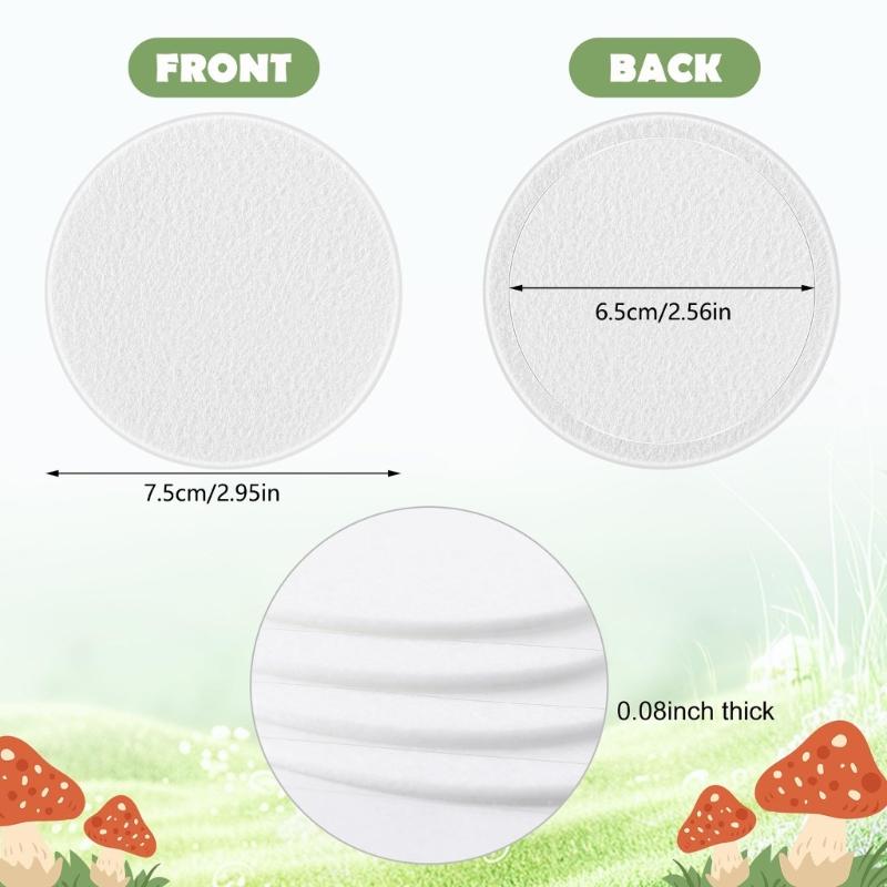 Reusable 24PCS Mushroom Growing Filter Pads 2mm Thick Cotton Materials Monotub Substrate Mycelium Airflow Optimization