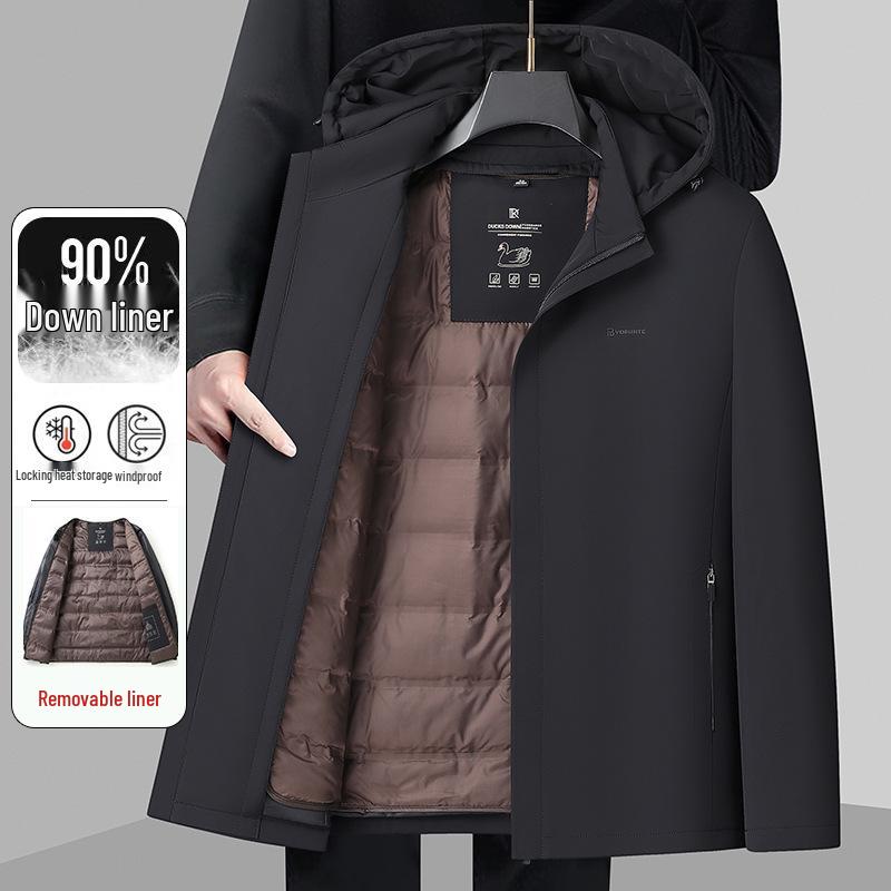 S611 Men's Thick Hooded Winter Down Jacket with Removable Liner