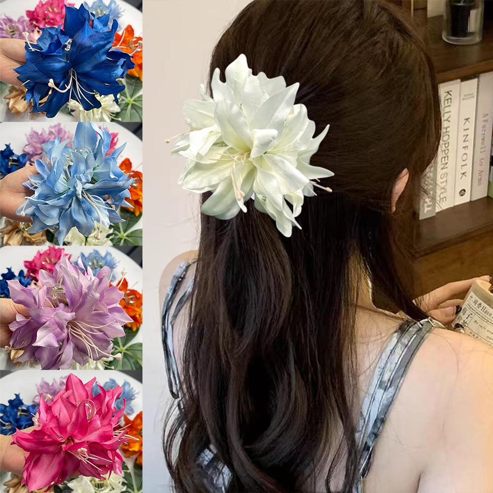 Korean Artificial Flowers Hair Claw Clip Strong Hold Realistic Nonslip Claw Clap Fairy Shark Clips Vacation Photoshoot