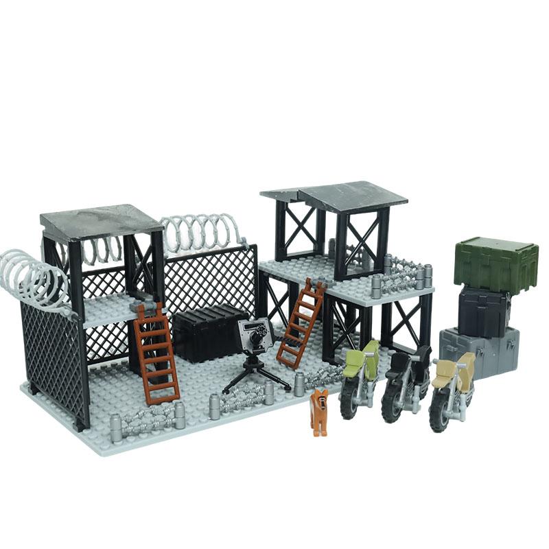 WK2 Militärbasis Moc Sentinel Turm Wachturm Gefängniskäfig Gebäude Modell Militärspielzeug Waffen Baustein DIY Junge Kind Geschenk