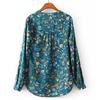 Women Casual Long Sleeve V-neck Floral Print Shirt Chiffon Blouse Irregular Top