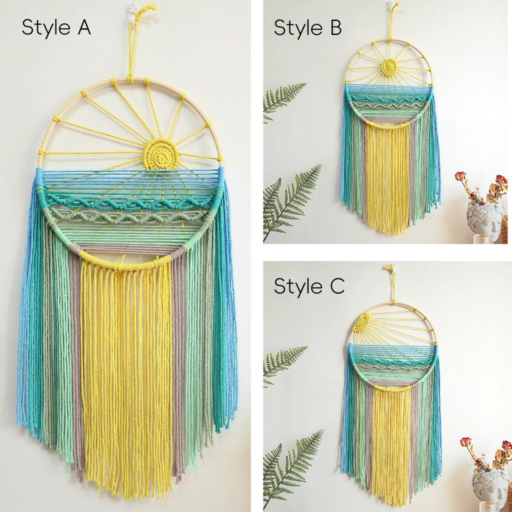 Hand-Woven Cotton Rope Sunrise Sunset Wall Tapestry for Room Décor