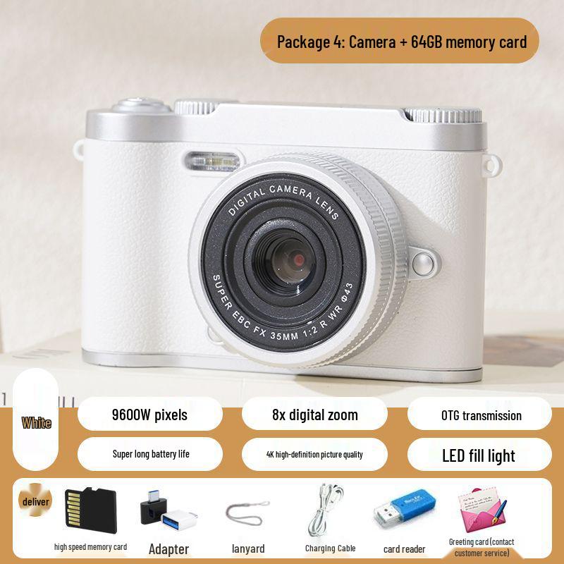 Retro Dual-Lens 9600W Pixel Cute Digital Camera for Students with Polaroid Photo Transfer Capability