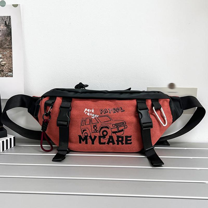 Men's Outdoor Travel Chest Bag Multi-functional Tooling Style Sports Cycling Crossbody Bag Large-capacity Multi-pocket Buckle Portable Chest Bag