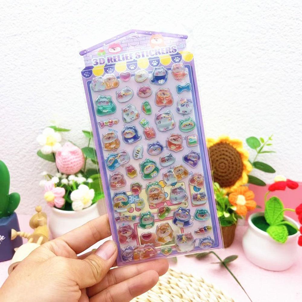 New Kawaii Cartoon 3D Crystal Drop Sticker For Scrapbooking Cute Phone Case Scrapbooking Decoration Solid Sticker Diy Decoration