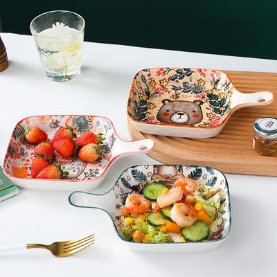 Tavă Ceramică pentru Copt cu Mâner Design Animal de Pădure Boluri Creative Restaurant Casnic Farfurie Veselă de Bucătărie Cadou