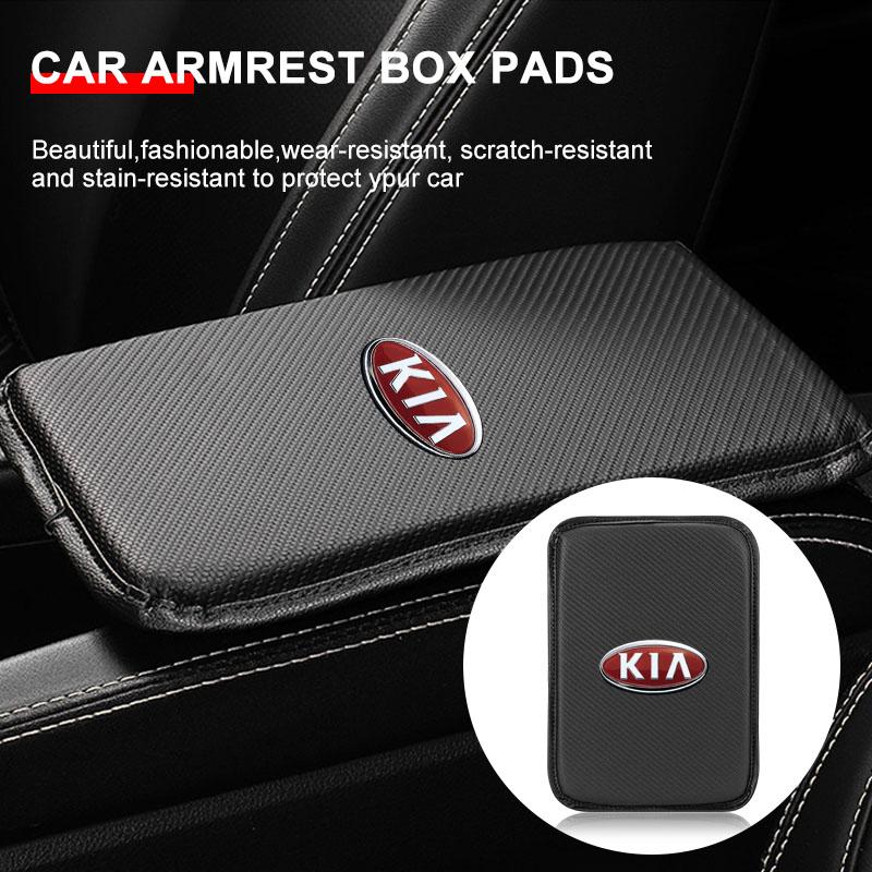 Car Armrest Box Mats Leather Center Console Covers Accessories Car Accessories For KIA Sportage Rio 3 4 Ceed JD Picanto Soul Stonic Niro K5