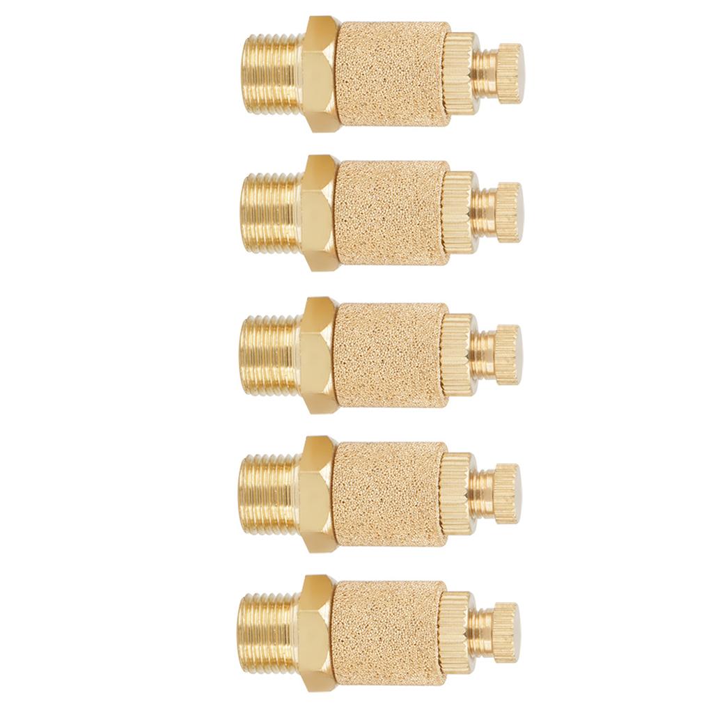 5pcs Set Brass Pneumatic Muffler Silencer Air Flow Speed Control 1 8 BSP Valve