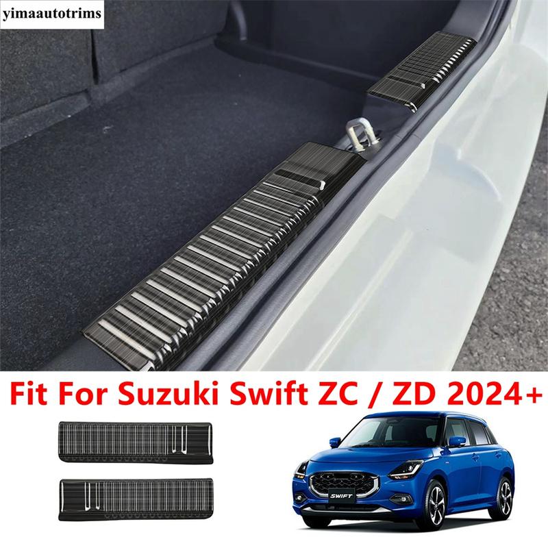 Car Rear Bumper Door Sill Plate Guard Panel Protection Cover Trim Stainless Steel Accessories For Suzuki Swift ZC / ZD 2024 2025