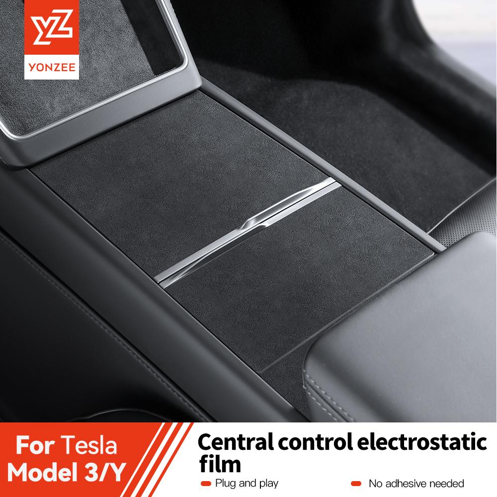 YZ Center Console Panel Sticker For Tesla Model 3/Y/YL Highland Juniper Electrostatic Adsorption Sticker Suede Film