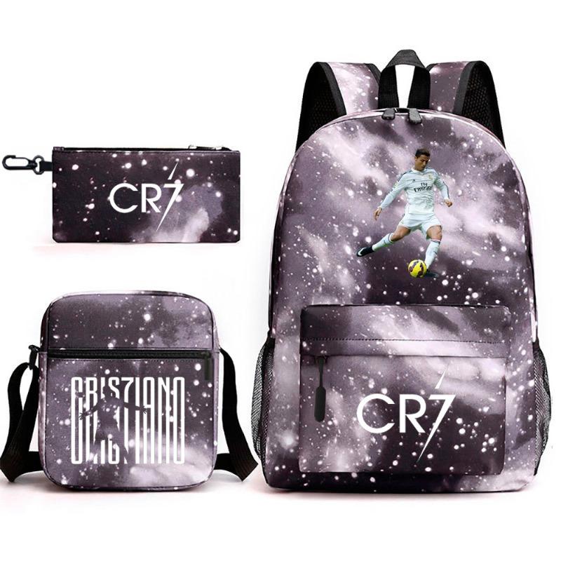 School Bag, Peripheral Printing Three-piece Set, Student School Bag, Backpack, Messenger Bag, Pencil Bag.