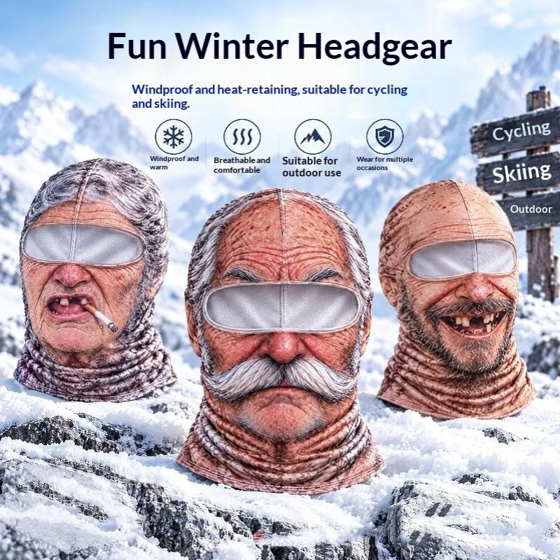 Funny Realistic Face Ski Mask,Old Man Ski Mask Funny Realistic Face ,Novelty Winter Face Cover For Skiing Parties