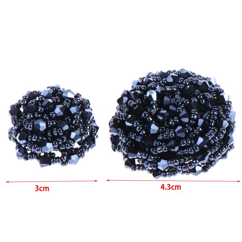 3Pcs 3cm/4.3cm High Quality Fashion Bead Button Pearl Crystal Decoration Buckle Corsage Accessories Apparel Coat Button