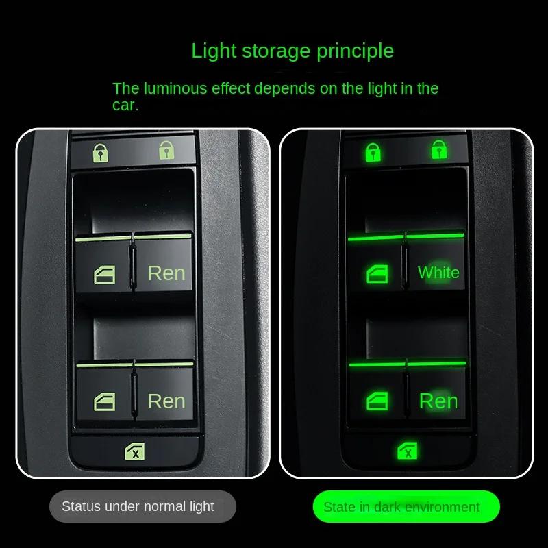 Car Sticker Car Window Button Luminous Sticker Lifter Switch Night Fluorescent Decals Cars Interior Stickers Auto Accessories