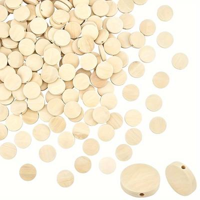 30/50/100ps Flat Round Wooden Beads 15mm Drilled Wooden Coins Natural Wooden Bead Garlands Wooden Coins Spacing Beads Jewelry Craftsmanship