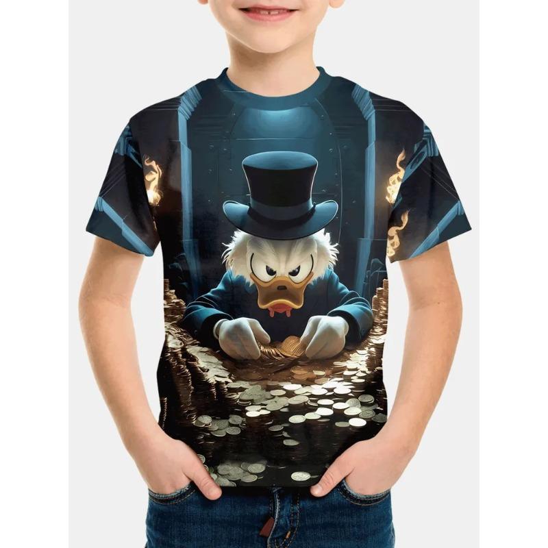 Modisches Bedrucktes Kurzarm Lockeres Rundhals Oberteil Einfache T-Shirts Jungen