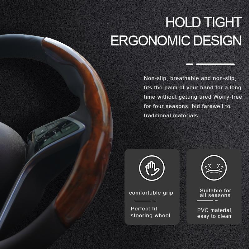 Auto Lenkradbezug Mahagoni Maserung Rutschfest Silikon Lenkrad Booster Bezug Für 38cm 15inch Auto