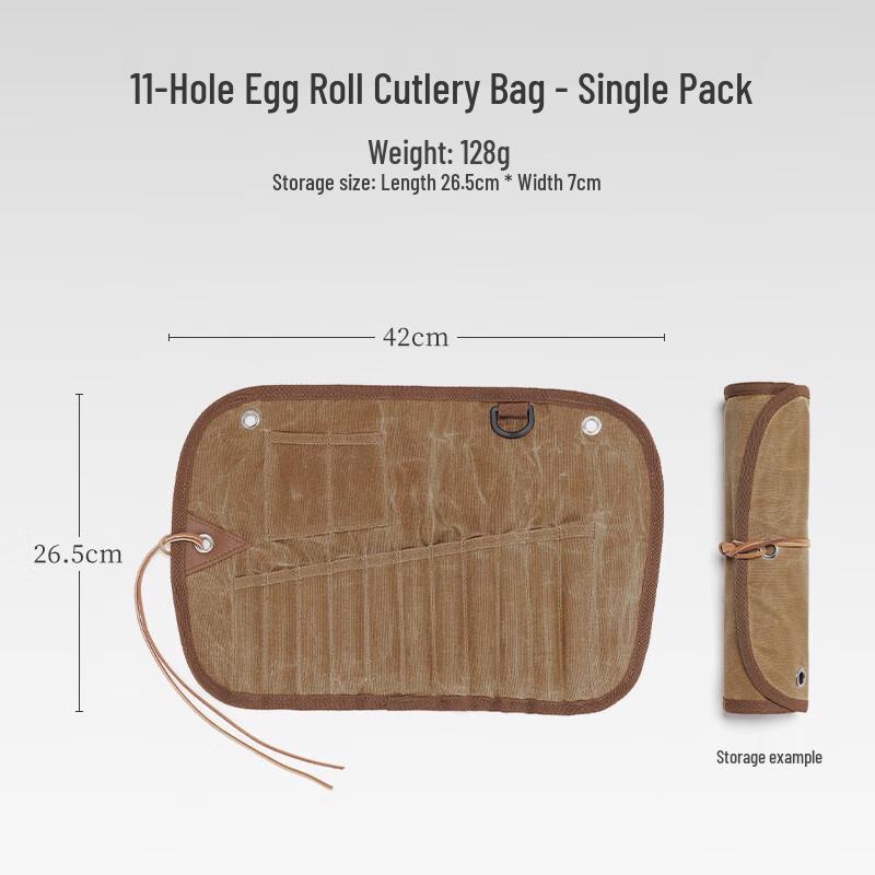 Waxed Canvas Camping Cutlery Organizer & Set