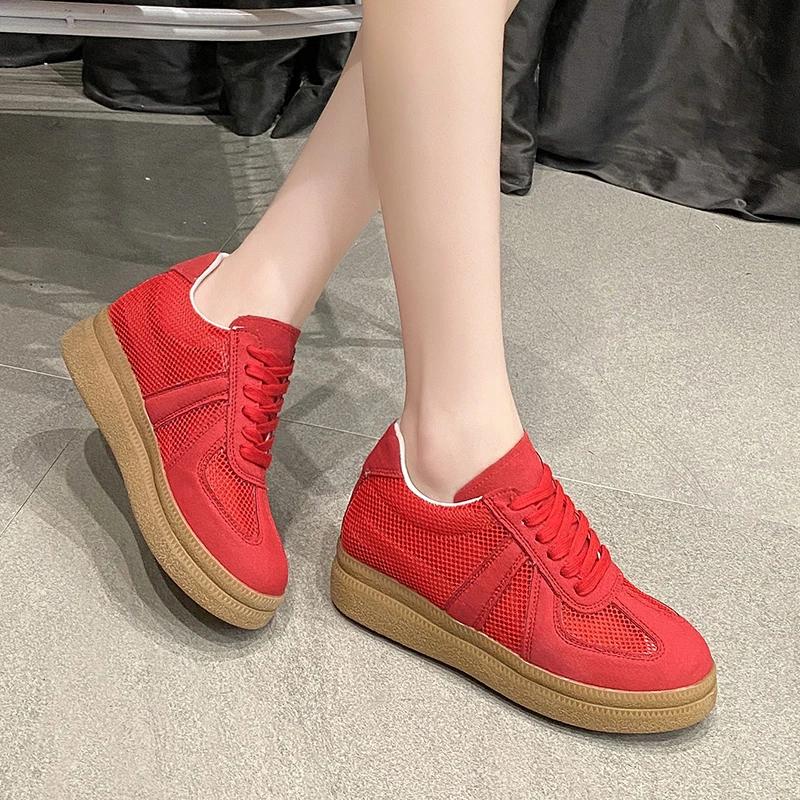 Fashion 2025 Brand Ladies Shoes Front Lace-up Women's Vulcanize Shoes New Outdoor Slip-Resistant Casual Best Seller Light Mesh Sneakers
