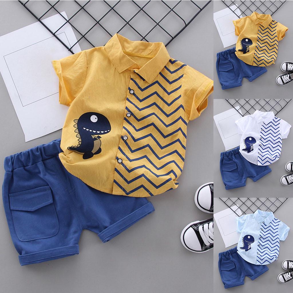 

Рубашка джентльмена с рисунком динозавра для маленьких мальчиков, топы, шорты, комплект одежды