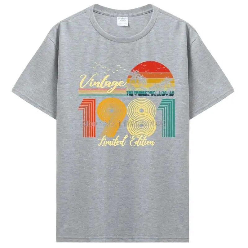 Vintage Tillverkad 1981 Alla Originaldelar Födelsedags-T-shirt Jubileums-T-shirt Oversized Unisex Kläder T-shirts För Unisex Streetwear