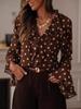 Nuevo Top de Gasa con Lunares, Mangas Largas y Volantes para Mujer, Estilo Europeo y Americano