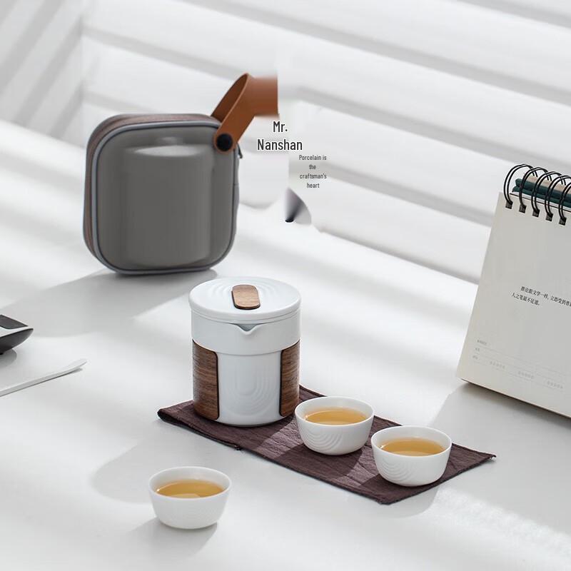 

Mr. Nanshan Portable Ceramic Travel Gongfu Tea Set (1 Pot, 3 Cups)