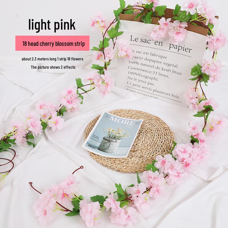 Silk Cherry Blossom Branch Artificial Vine: Floral Decoration for Weddings and Indoor Spaces