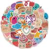 50-Pack Creative Oil Painting Cartoon Stickers for DIY Phone Cases and Notebooks