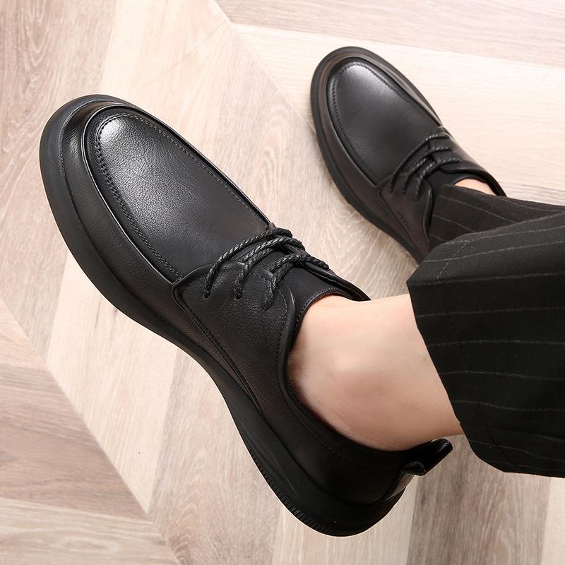 Factory Direct Sales 2025 New Autumn Men's Shoes Breathable Leather Business Trend Casual Leather Shoes Men's Korean Version Single Shoes