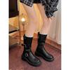 Black thick heel platform Martin boots women's British style 2025 new versatile small medium tube knight boots