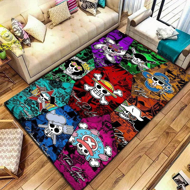 Tapis Tapis Tapis Pirates du Chapeau de Paille One Piece Pour Salon Chambre Maison Décoration de Canapé, Tapis de Sol Antidérapant pour Jouer aux Enfants