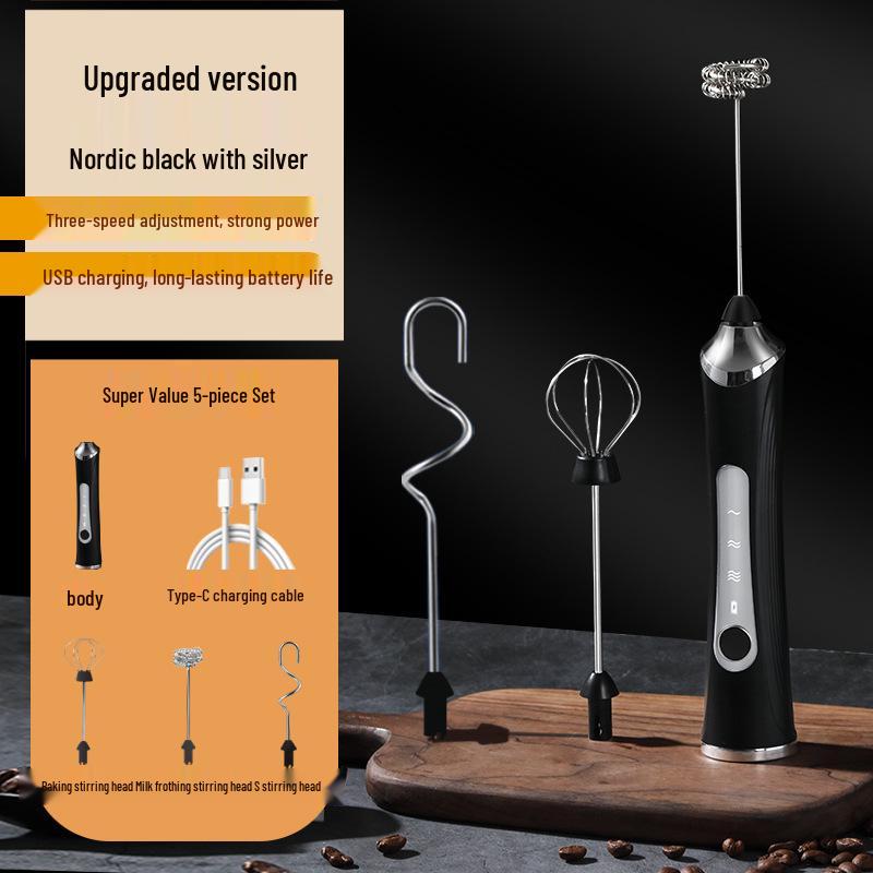 Stylish Electric Handheld Milk Frother & Mixer for Coffee and Eggs