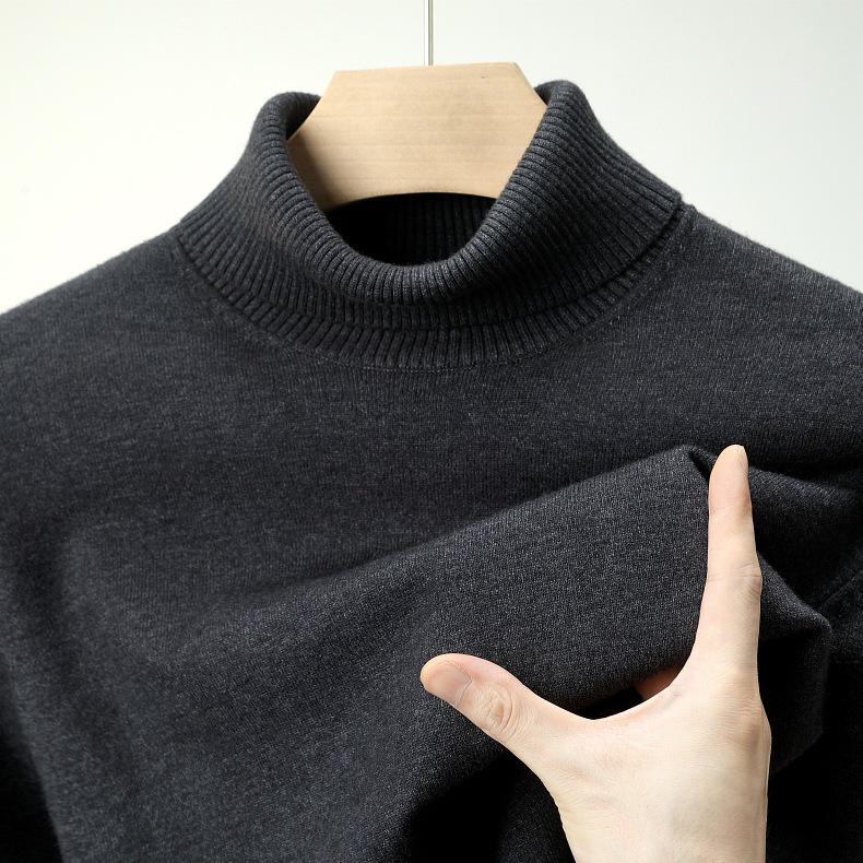 Herren Wollpullover mit hohem Kragen - Lässig, Unifarben, Strickware für Herbst/Winter