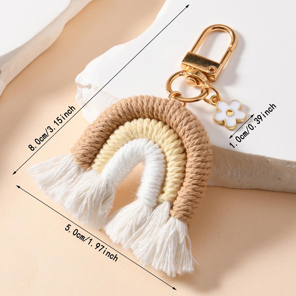 Hand-Woven Rainbow Keychain Pendant Charm