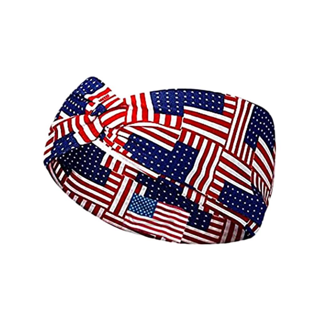 Retro Star Stripe Twisted Sweat Absorbing Yoga Running Headband for Sports and Party Decoration Unisex Stretchy Hair Band