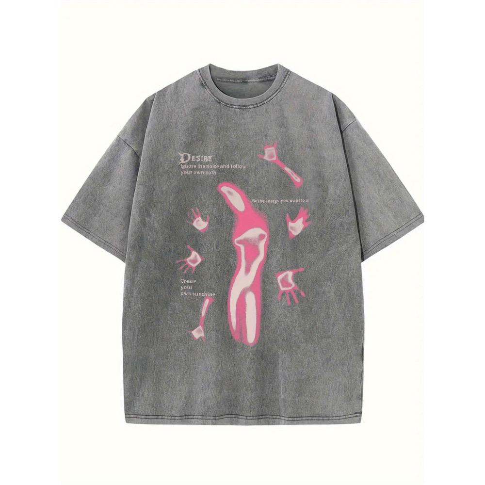 Men's figure printing Vintage Washed High Quality Cotton Patterned T-Shirt Men's T-Shirt Old Summer Clothing