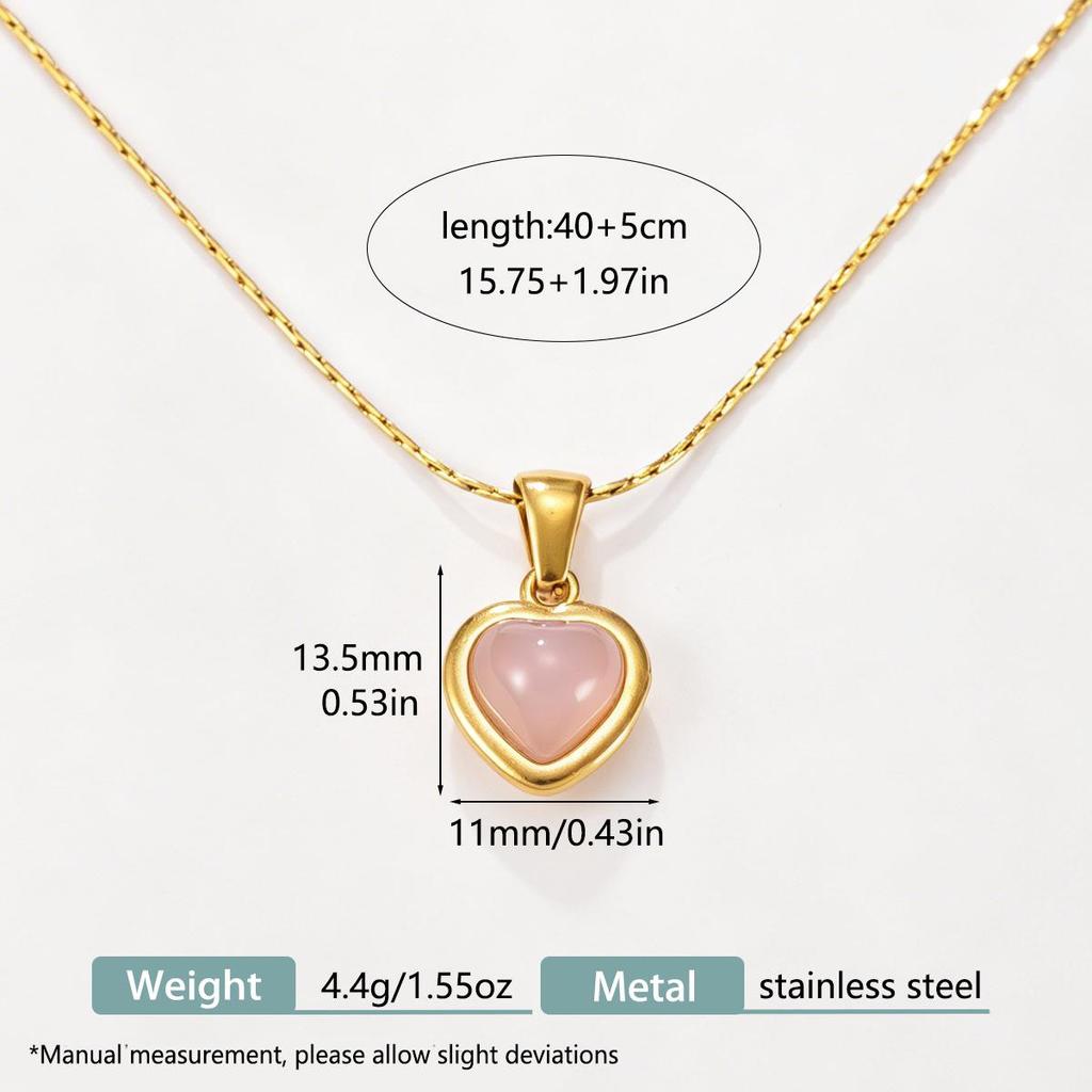 Heart Necklace Set: Natural Stone Cross, Stainless Steel, Waterproof, Colorfast, Fashionable Layered Clavicle Chain for Women