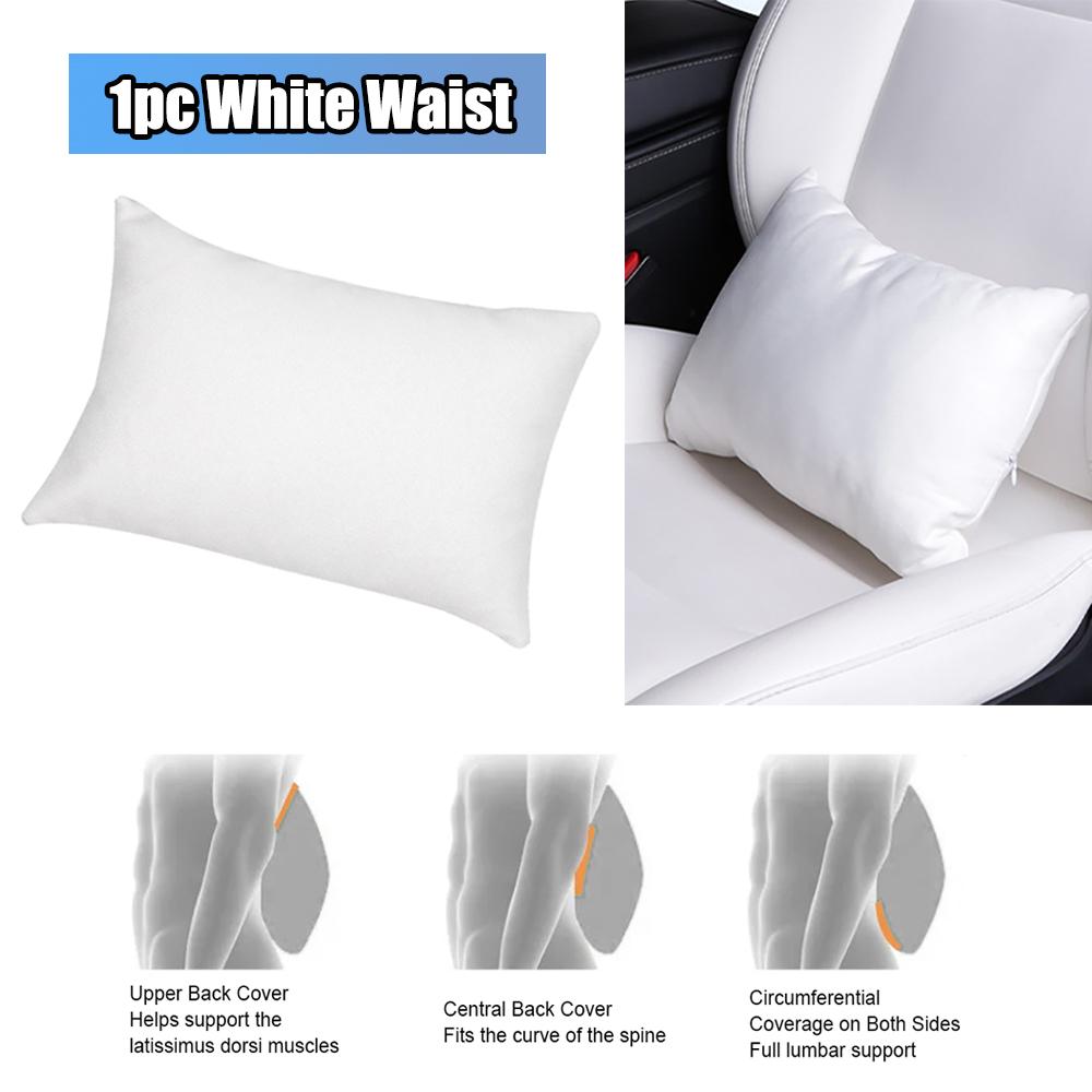 For Tesla Model 3 Y S X Car Seat Headrest Neck Pillow Cushion Suede Comfortable Headrest Lumbar Support Black/White