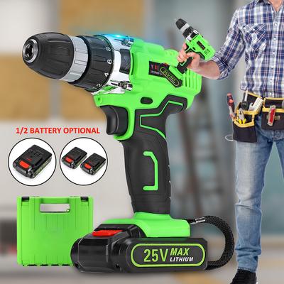 25V 2-Speed Electric Cordless Impact Drill 3//8/'/' Driver Screwdriver 2 Batteries