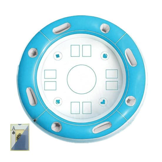 40 Inch Round Floating Card Table for Pool Inflatable Pool Game Table with Fruit Drink Holder Floating Card Game Tray for Summer
