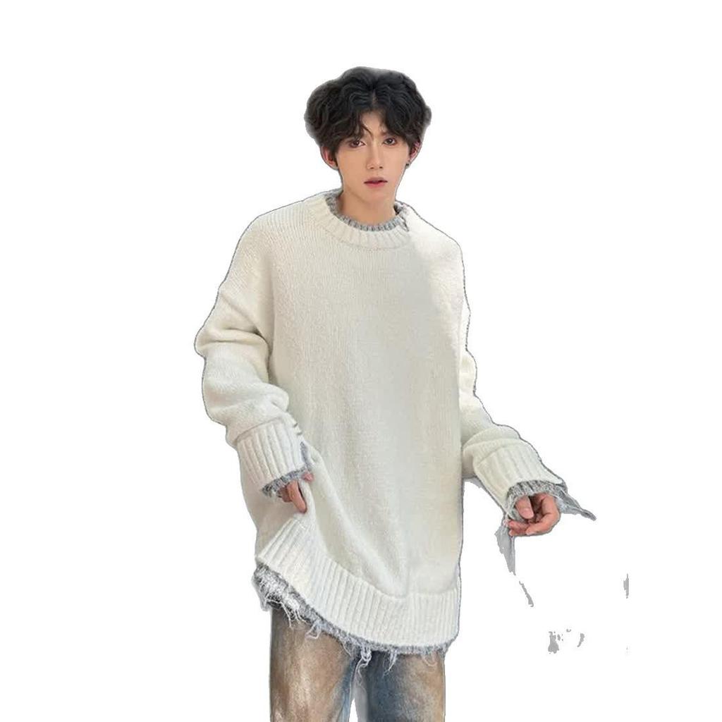2024 Koreanischer Stil Herren Locker Zweiteiliger Look Rundhals Pullover - Hochwertige Strickware für Paare