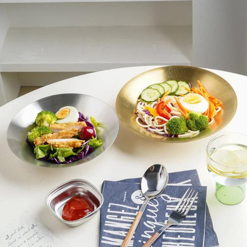 Stainless Steel Ramen Bowl Rice Salad Noodle Soup Bowl Home Restaurant Food Serving Dish Pickled Cabbage Bowl Silver Soup Bowl
