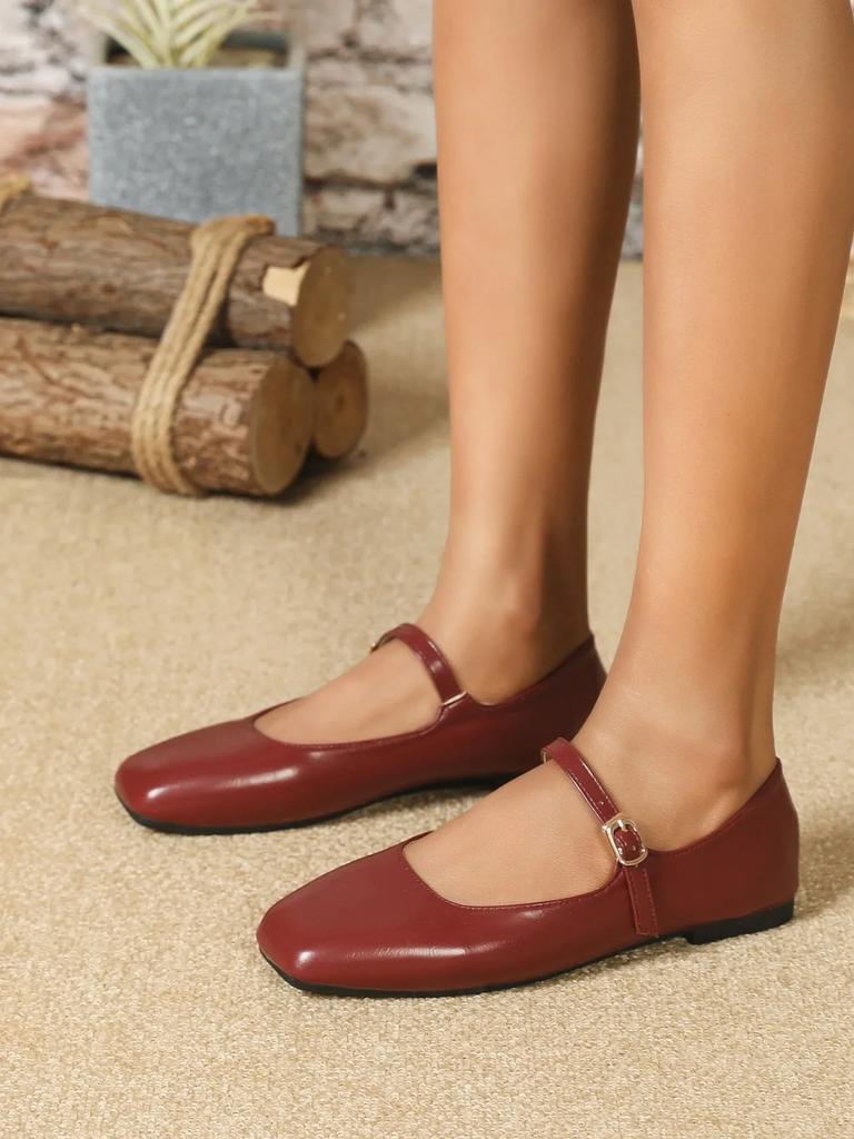 Fashion 2025 Elegant Woman Square Toe Lolita Lady Barefoot Boat Gold Flats Elegant Soft Sole Ballerina Party Mary Jane Shoes